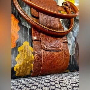 Oral Kiely RARE Trees Forest print Handbag leather and canvas